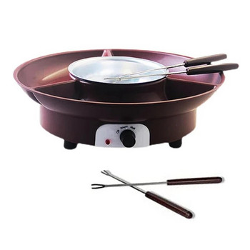 Σετ κατσαρόλας fondue, Ηλεκτρικός παρασκευαστής φοντί σοκολάτας με 4 πιρούνια, κιτ μηχανής φοντί που λιώνει τυρί, θερμοκρασία Ctrol.EU βύσμα ανθεκτικό