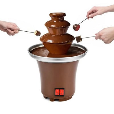 Fântână cu fondue în cascadă de ciocolată, mașină de topire a ciocolatei cu 3 niveluri, turn de topire a oală cu cascadă, pentru sos grătar, ranch Ch