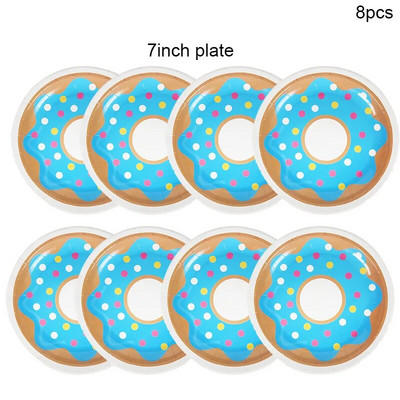WEIGAO Donut Party Plate Cup Servetėlės Staltiesė Reklaminė juosta Gimtadienio vakarėlio vienkartiniai stalo reikmenys 1-ojo gimtadienio dekoravimo reikmenys