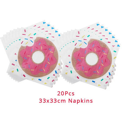 WEIGAO Donut Party Plate Cup Servetėlės Staltiesė Reklaminė juosta Gimtadienio vakarėlio vienkartiniai stalo reikmenys 1-ojo gimtadienio dekoravimo reikmenys