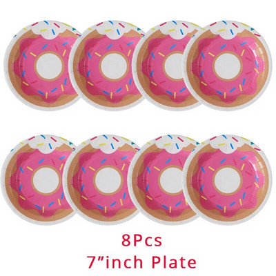 WEIGAO Donut Party Plate Cup Servetėlės Staltiesė Reklaminė juosta Gimtadienio vakarėlio vienkartiniai stalo reikmenys 1-ojo gimtadienio dekoravimo reikmenys