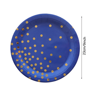 Kompleti posuđa za jednokratnu upotrebu s plavom točkom Tanjuri za papirnate čaše Slamka za "Uradi sam" Dječji rođendani Ukrasi za vjenčanja za odrasle Babyshower Decor
