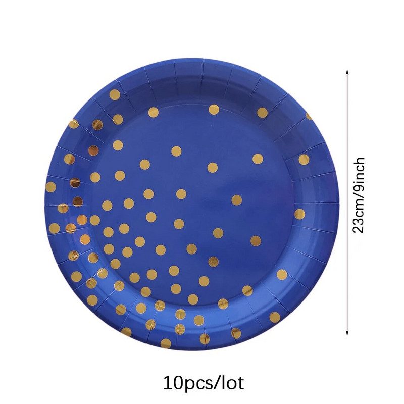 Kompleti posuđa za jednokratnu upotrebu s plavom točkom Tanjuri za papirnate čaše Slamka za "Uradi sam" Dječji rođendani Ukrasi za vjenčanja za odrasle Babyshower Decor