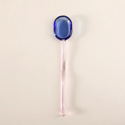 1 tk klaasist magustoidulusikas, ühevärviline kõrge temperatuurikindel lusikas Loominguline pika spiraalse käepidemega mahla kohvisegamislusikas