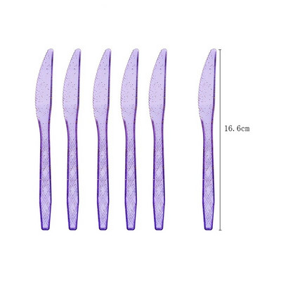 Прозрачен нож с цвят на златен прах вилица и лъжица Тематични декорации за рожден ден Парти Хартиени салфетки за еднократна употреба Чаши Чинии