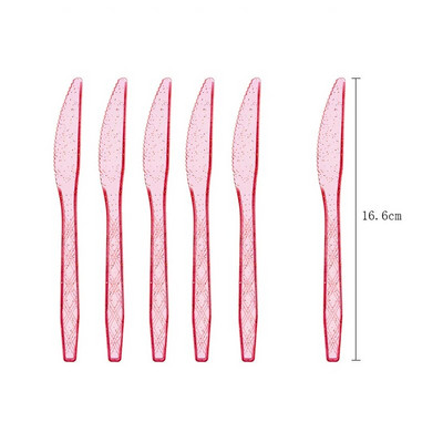 Прозрачен нож с цвят на златен прах вилица и лъжица Тематични декорации за рожден ден Парти Хартиени салфетки за еднократна употреба Чаши Чинии