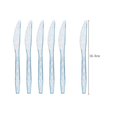 Прозрачен нож с цвят на златен прах вилица и лъжица Тематични декорации за рожден ден Парти Хартиени салфетки за еднократна употреба Чаши Чинии