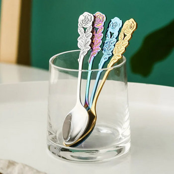 Цветни дръжки Лъжици Напитка Супа Инструменти за пиене Прибори Кухненска джаджа Многоцветни лъжички за кафе