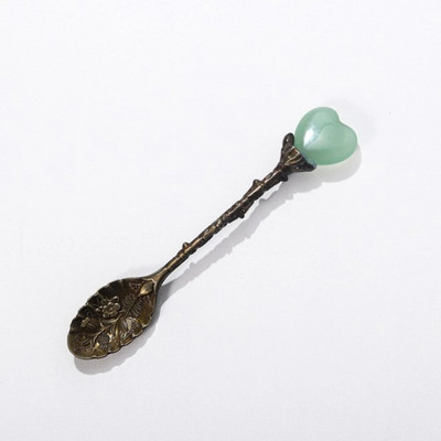 1 buc lingură retro cafea desert lingură creativă cu mâner lung pentru amestecare lingură de înghețată în formă de inimă de cristal natural linguriță 1 buc.