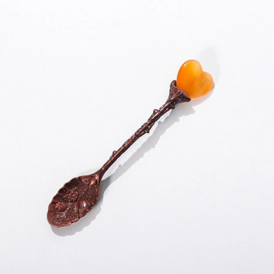 1 buc lingură retro cafea desert lingură creativă cu mâner lung pentru amestecare lingură de înghețată în formă de inimă de cristal natural linguriță 1 buc.