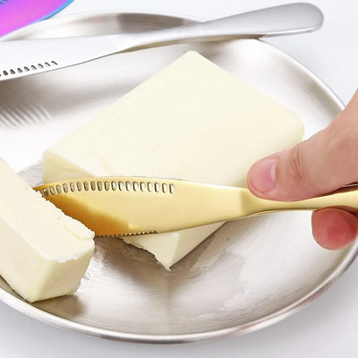 Rozsdamentes acél sajtvágó vajkés sajtreszelő lyukkal 3 AZ 1-BEN sajtszerszám krém kenyérlekvár spatula konyhai kütyük