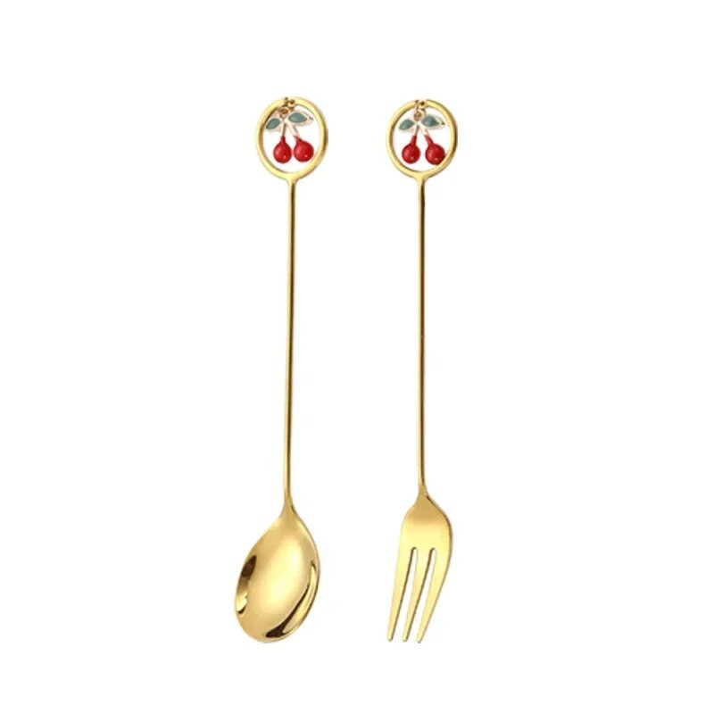 Симпатична лъжица за кафе от неръждаема стомана 304 Лъжица за чай сладолед Плодова десертна лъжица Вилица с висулка Бар Кухненски аксесоари