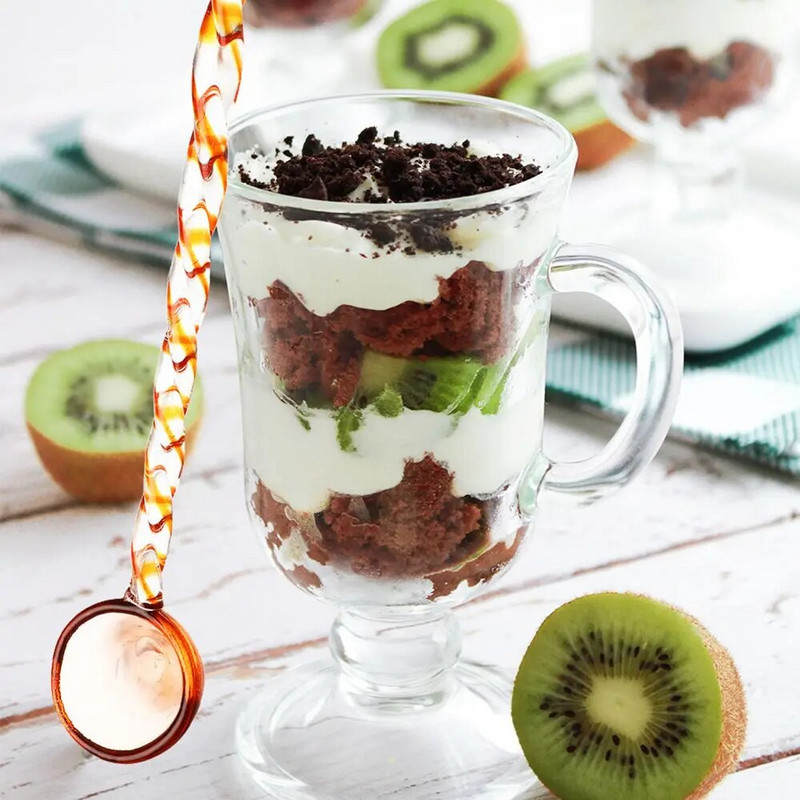 INS stiliaus vitražiniai arbatos šaukšteliai spalvingi ilga rankena Kavos kaušeliai stikliniai maišymo šaukštai Namų virtuvė Kavos reikmenys Stalo reikmenys