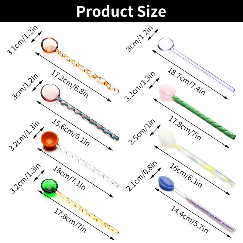 INS stiliaus vitražiniai arbatos šaukšteliai spalvingi ilga rankena Kavos kaušeliai stikliniai maišymo šaukštai Namų virtuvė Kavos reikmenys Stalo reikmenys