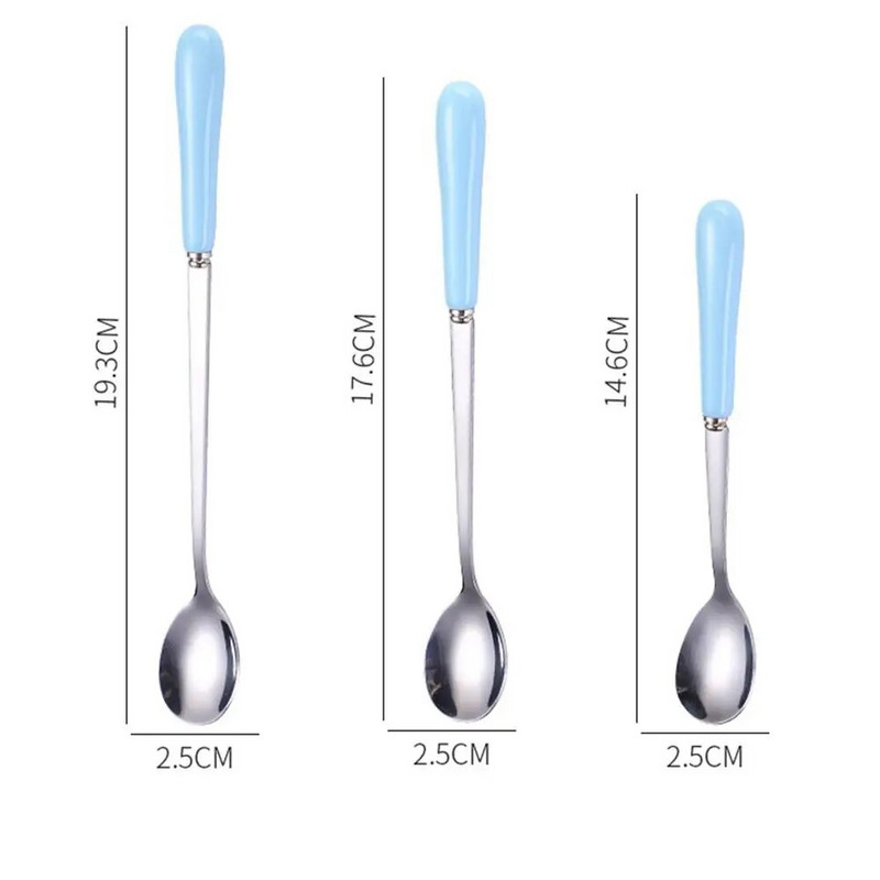 Kreativna žlica od nehrđajućeg čelika Jednobojna jednostavna keramička ručka Žlica za kavu Sok Čaj Piće Žlica za miješanje riže Posuđe Poklon