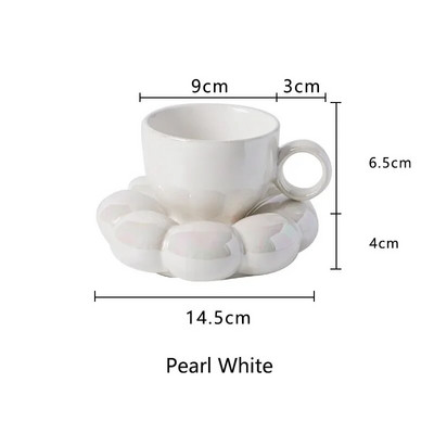 Обикновен комплект чаши за кафе със слънчогледови чаши за офис, домашни макарони, серия кафе, керамични чаши и чинийки, розово перлено бяло, креативна, сладка чаша