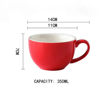 350 мл чаши лате, керамични чаши за кафе и комплект чинийки, керамика, чаша за закуска, мляко, следобедна чаша за чай, порцеланови чаши за вода на едро