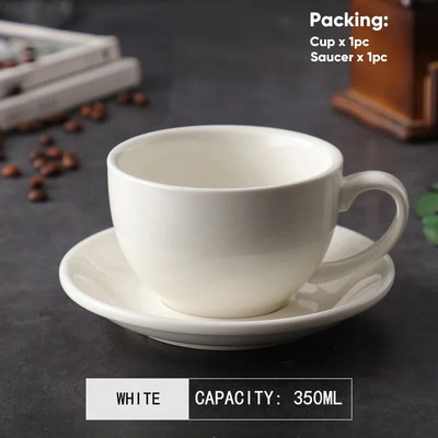 350 ml Latte puodeliai Keraminiai kavos puodeliai ir lėkštučių rinkinys Pusryčiai Pieno puodelis Popietės arbatos puodelis Porcelianiniai vandens puodeliai Didmeninė prekyba