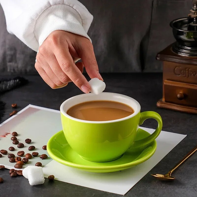 Šalice za kavu od 350 ml, keramičke šalice za kavu i set tanjurića, keramika, šalica za doručak, šalica za mlijeko, poslijepodnevna šalica za čaj, porculanske šalice za vodu, veleprodaja