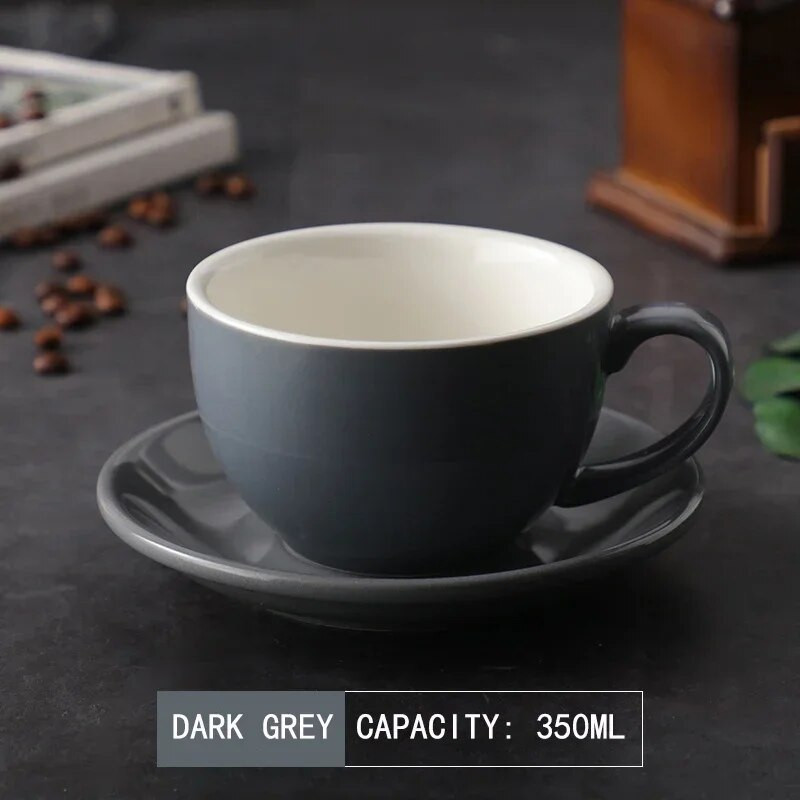 Šalice za kavu od 350 ml, keramičke šalice za kavu i set tanjurića, keramika, šalica za doručak, šalica za mlijeko, poslijepodnevna šalica za čaj, porculanske šalice za vodu, veleprodaja