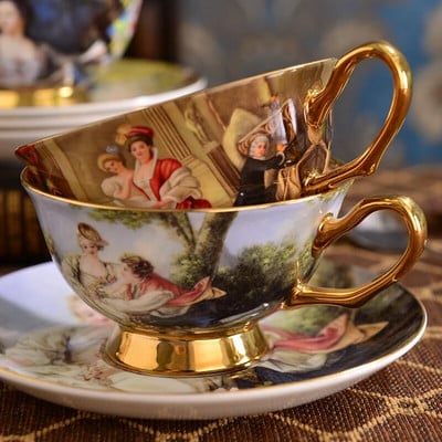 Retro Imperial European Coffee Cup Σετ Πορσελάνινα Σετ τσαγιού Luxury Gift Bone China Ceramic Cafe Διακόσμηση γάμου Ποτό