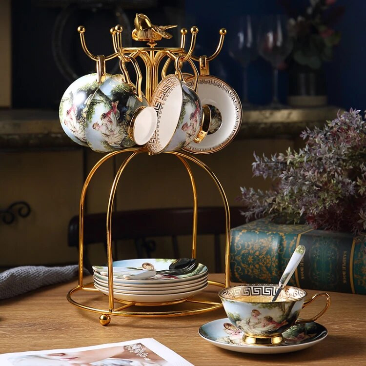 Retro Imperial Europos kavos puodelių rinkinys Porcelianiniai arbatos rinkiniai Prabangūs Dovanų Bone China Keraminiai Kavinės Vestuvių Papuošimo Gėrimai