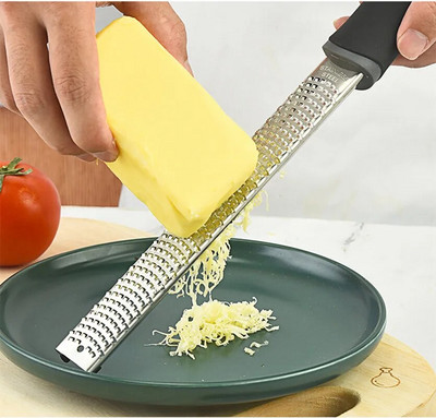 Ренде за сирене и лимонова цедка със защитен капак - Кухненско ренде от неръждаема стомана с неплъзгаща се дръжка, подходящо за съдомиялна машина