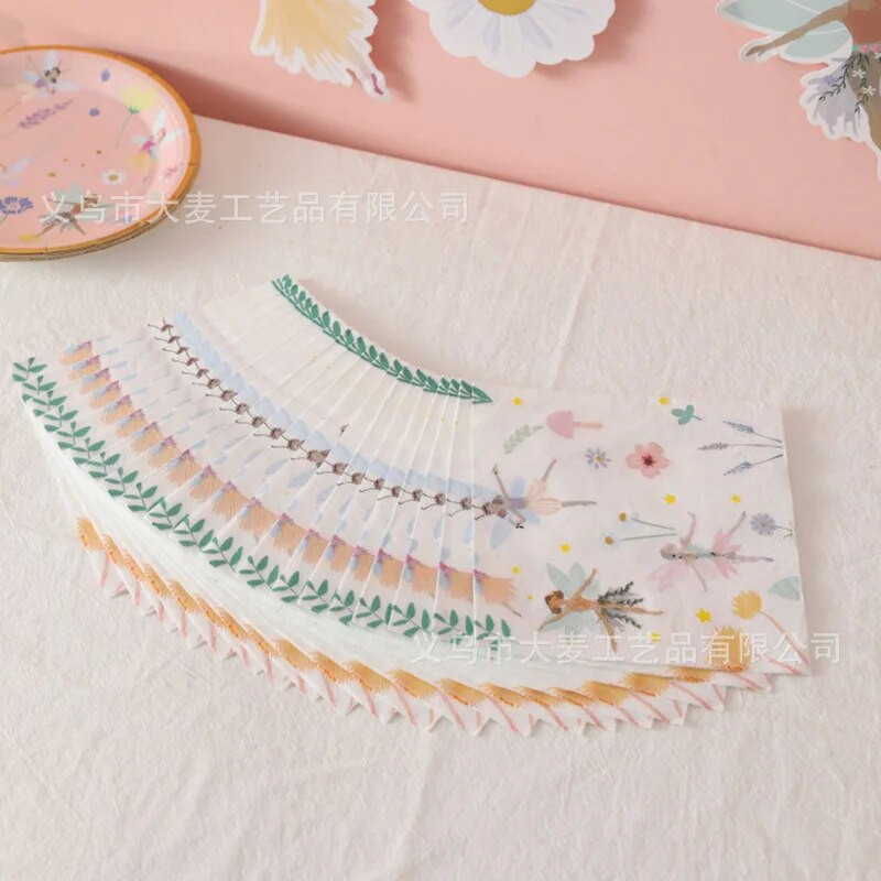 10 Gostiju Fairy Party Posuđe za jednokratnu upotrebu Leptir Princess Tanjuri Salvete Djevojke Happy Spirit Tema Rođendanska zabava