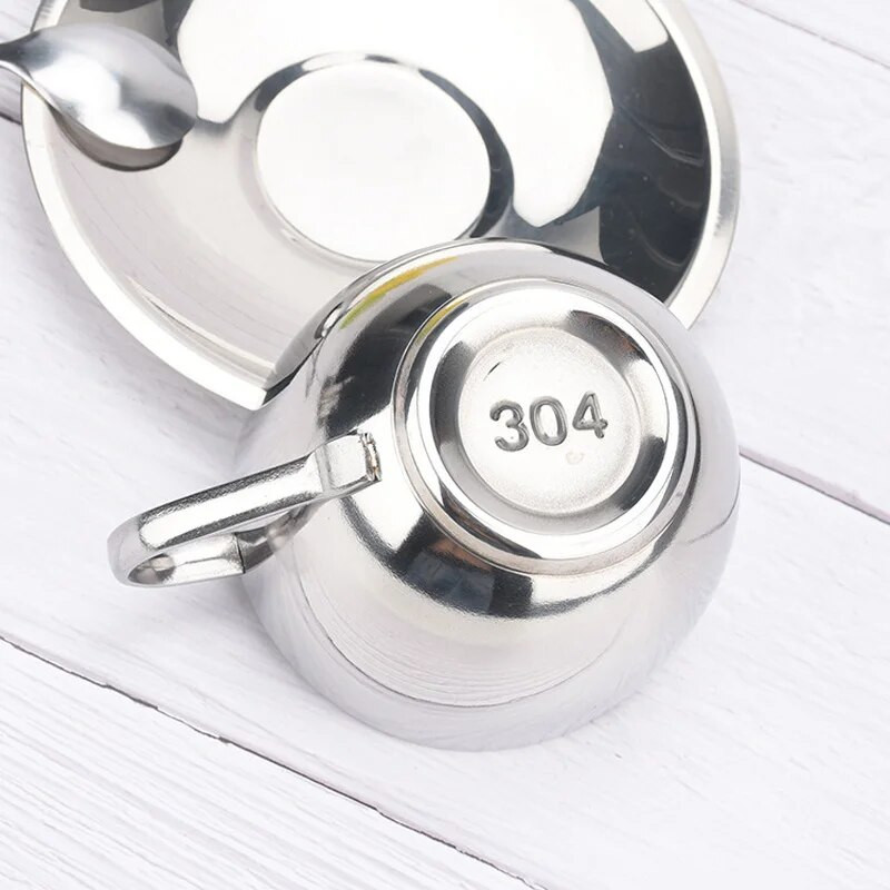 Set šalica za kavu od nehrđajućeg čelika Šalice za kavu s dvostrukim stijenkama Šalice za espresso i Cappuccino šalice za kavu sa žlicom i tanjurićem