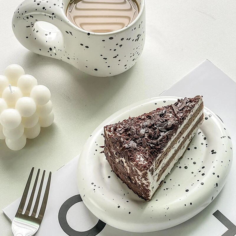 Jauka keramikas krūze tauku krūze pāris kafijas krūze apakštase Savdabīga ūdens krūze ar biezu rokturi keramikas piena krūze maza svētku dāvana