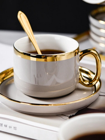Сладка луксозна керамична чаша за кафе Чаша за закуска Луксозна чаша за пътуване Керамична чаша за пътуване Canecas De Porcelana Комплект чаша за кафе и чинийка