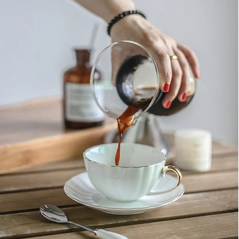150 ml Британска чаша за следобеден чай костен порцеланова чаша за чай керамична пасторална Европейска ретро домашен сервиз за чай