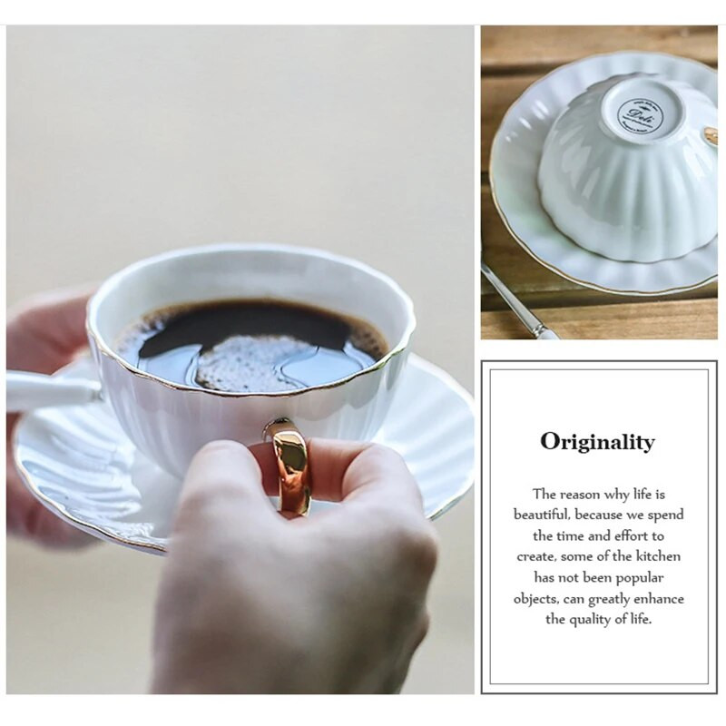 150 ml Британска чаша за следобеден чай костен порцеланова чаша за чай керамична пасторална Европейска ретро домашен сервиз за чай