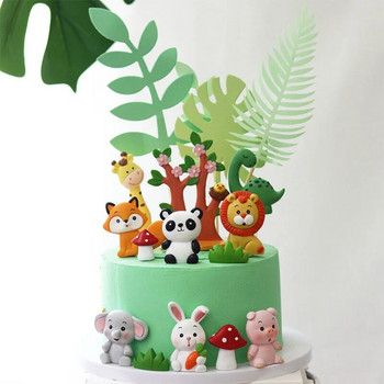 Горска гора Декорация за парти за рожден ден Животни Зоопарк Лисица Лъв Слон Момчета Посуда за еднократна употреба Торта за торта