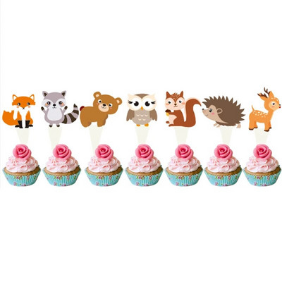 Šumska šuma Dekoracija za rođendansku zabavu Životinja Zoološki vrt Lisica Lav Slon Dječaci Jednokratno posuđe Prekrivač za tortu