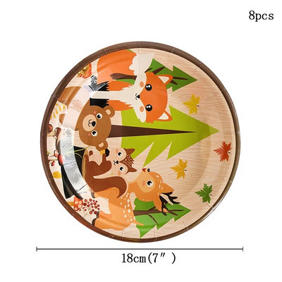 Šumska šuma Dekoracija za rođendansku zabavu Životinja Zoološki vrt Lisica Lav Slon Dječaci Jednokratno posuđe Prekrivač za tortu