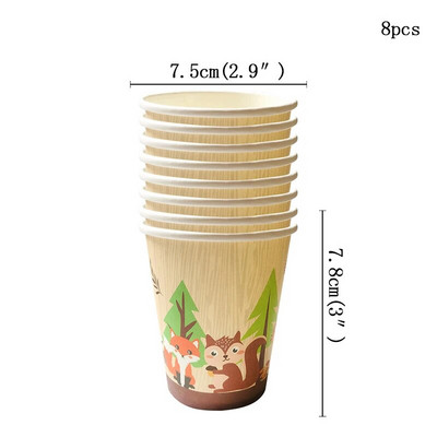 Šumska šuma Dekoracija za rođendansku zabavu Životinja Zoološki vrt Lisica Lav Slon Dječaci Jednokratno posuđe Prekrivač za tortu