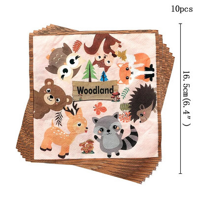Šumska šuma Dekoracija za rođendansku zabavu Životinja Zoološki vrt Lisica Lav Slon Dječaci Jednokratno posuđe Prekrivač za tortu