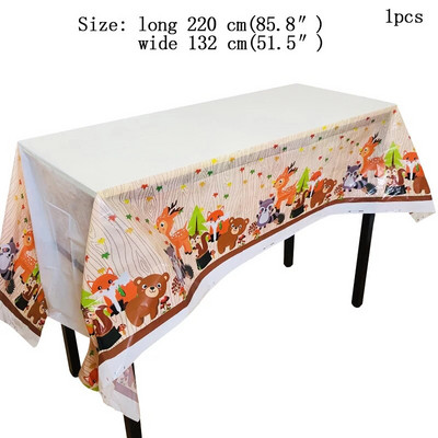 Šumska šuma Dekoracija za rođendansku zabavu Životinja Zoološki vrt Lisica Lav Slon Dječaci Jednokratno posuđe Prekrivač za tortu