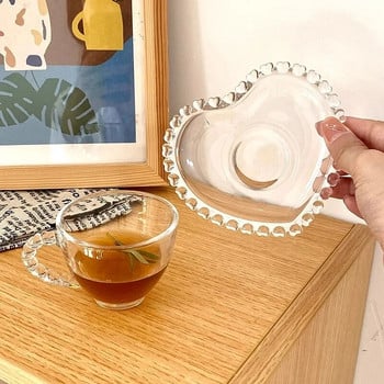 Чаши за кафе с форма на френска любов Творческа стъклена чаша лате Чаша за чаши за следобеден чай Чаша за дома Аксесоари за кафене