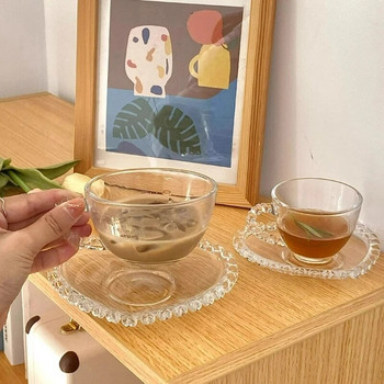 Чаши за кафе с форма на френска любов Творческа стъклена чаша лате Чаша за чаши за следобеден чай Чаша за дома Аксесоари за кафене