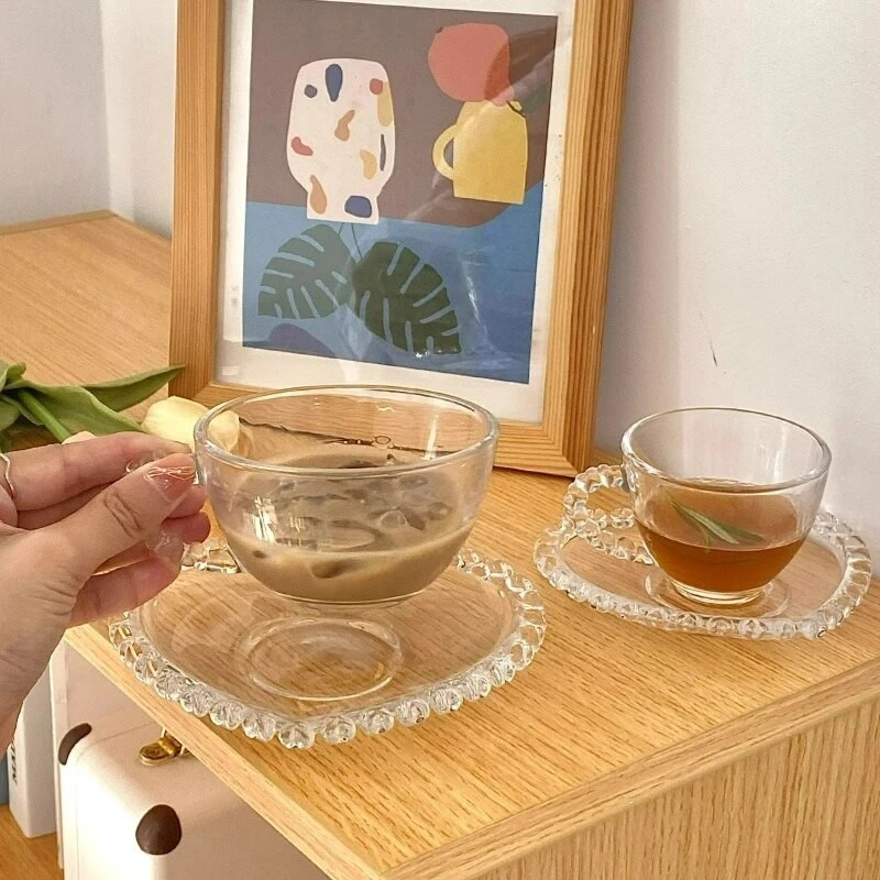 Šalice za kavu u obliku francuske ljubavi Kreativna staklena šalica za latte mlijeko Jednostavna šalica za poslijepodnevni čaj s mlijekom Ukrasi za dom Dodaci za kafić
