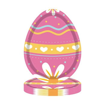 8 бр. Честит Великден, цветни яйца, еднократна употреба, еднократна употреба, анимационни цветни яйцевидни чинии, детски партита за Великден