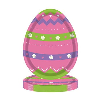 8 бр. Честит Великден, цветни яйца, еднократна употреба, еднократна употреба, анимационни цветни яйцевидни чинии, детски партита за Великден