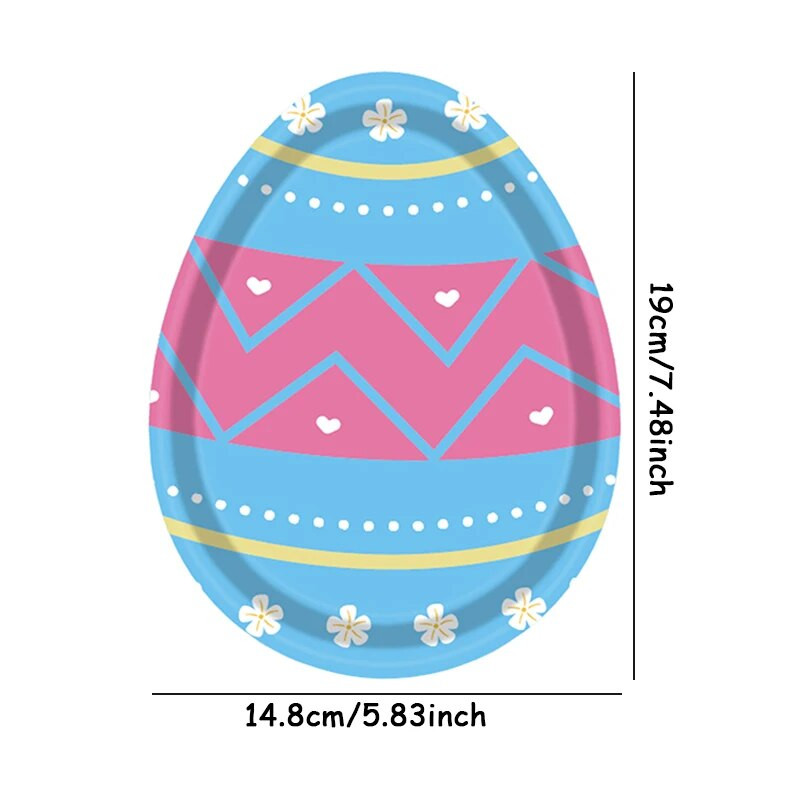 8db Kellemes húsvéti ünnepeket színes tojások eldobható evőeszközök Rajzfilm színes tojás alakú eldobható tányérok gyerekeknek húsvéti parti kellékek