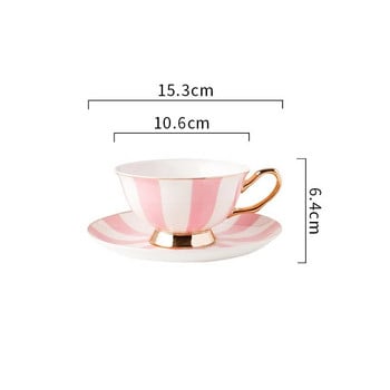 Керамична чаша за кафе, чай с чинийка, розова чаша за кафе, комплект чаши за британски следобеден чай, вода, мляко, лате, чаша за закуска, кафе, съдове и прибори