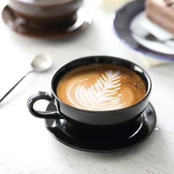 Нов дизайн, цветен сервиз за кафе, чаша за кафе и чинийка, подглазирана с ниско съдържание на протеин, чаша за капучино и лате 250 ml