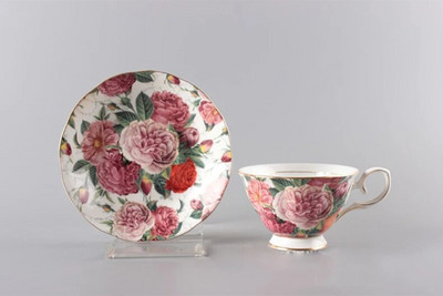 Amerikietiško stiliaus dažytas Bone China arbatos puodelio rinkinys Biuro prabangus keraminis kavos puodelis Pastoracinės gėlės porcelianinis puodelis Kavinė Gėrimų dovana Dovana