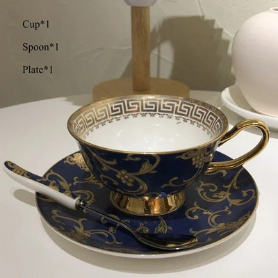 Kiniškas dažytas kaulas Kinijos kavos puodelio lėkštės rinkinys emaliuotas popietės arbatos puodelis su lėkštės šaukštu prabangus keramikinis puodelis vakarėliui