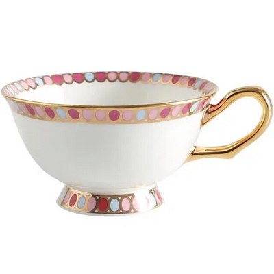 Луксозна чаша за кафе от костен порцелан с лъжичка за чинийка Чаша за чай от британски порцелан, рисувано цвете, птица, керамична чаша за кафе, съдове и прибори, подарък